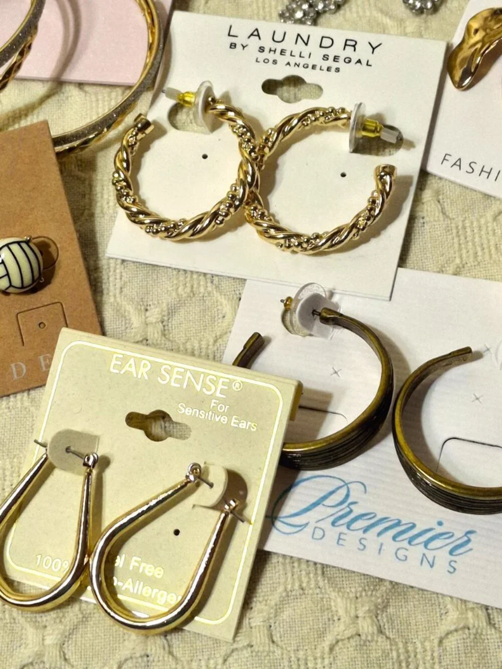 Lot of 18 Pairs New Earrings Still on Display Cards